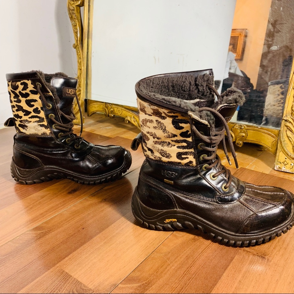 Ugg winter waterproof leather and wool boots